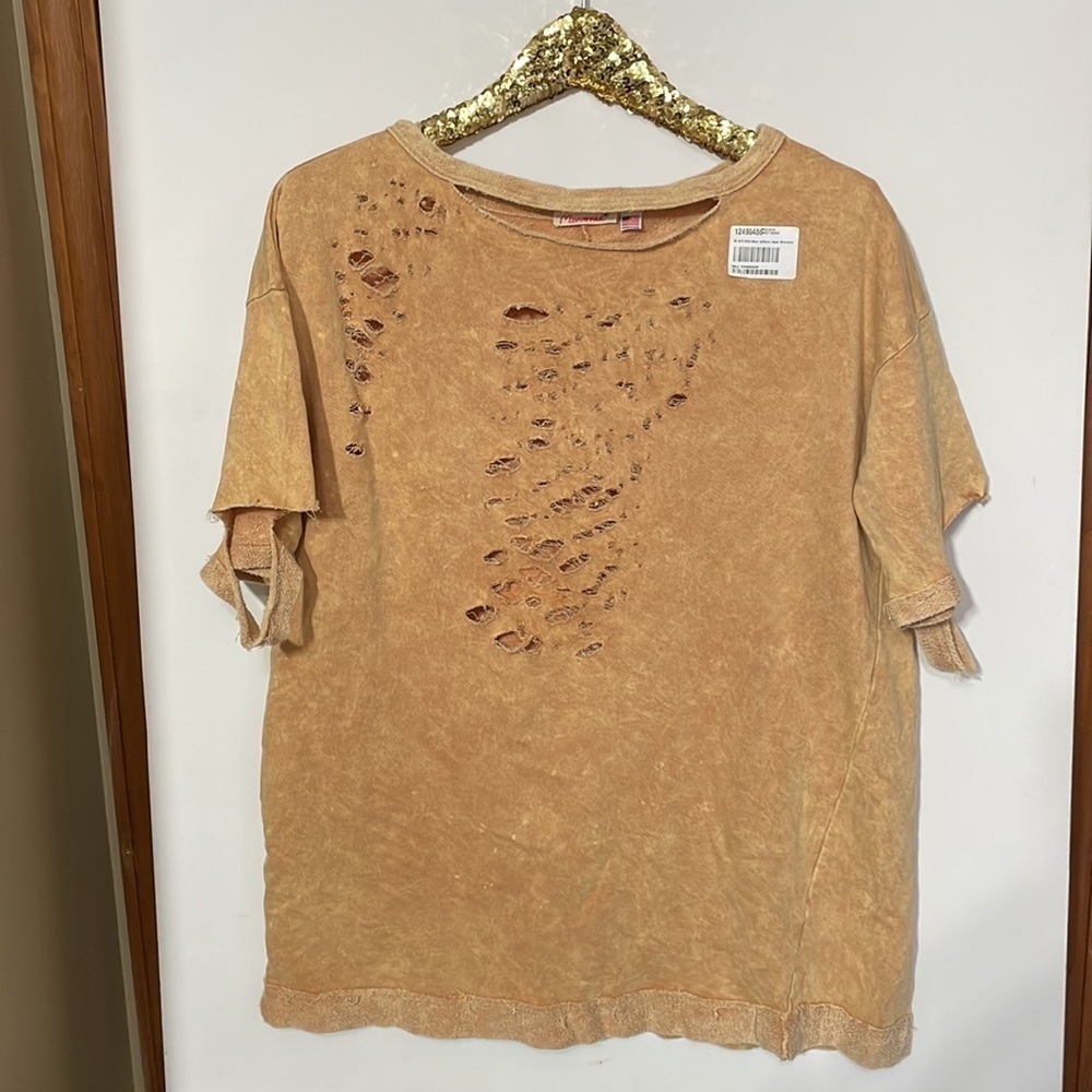Anthropologie Maronie Cut Out Oversized Pullover Top / Brown - Picture 7 of 13